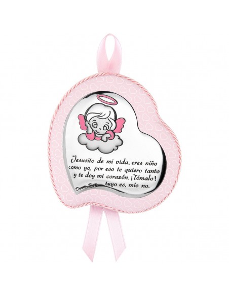 Medalla de cuna Ángel rosa musical - JOYA Y RELOJ - Imagen 1