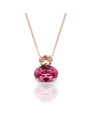 Collar Victoria Cruz Celine Doble Oval Rosa - JOYA Y RELOJ - Imagen 1