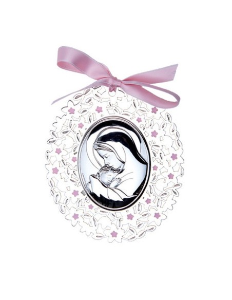 Medalla de cuna Virgen con Niño Rosa - JOYA Y RELOJ - Imagen 1