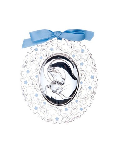 Medalla de cuna Virgen con Niño Azul - JOYA Y RELOJ - Imagen 1