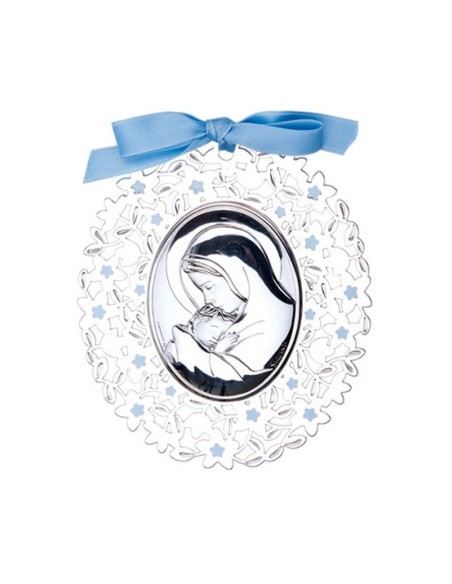 Medalla de cuna Virgen con Niño Azul - JOYA Y RELOJ - Imagen 1