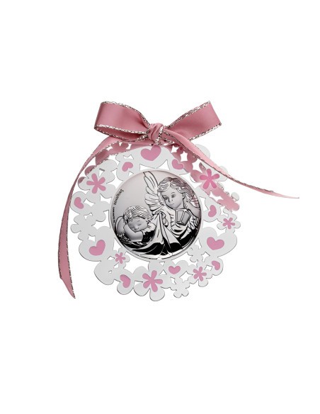 Medalla de cuna Ángel de la Guarda Rosa - JOYA Y RELOJ - Imagen 1