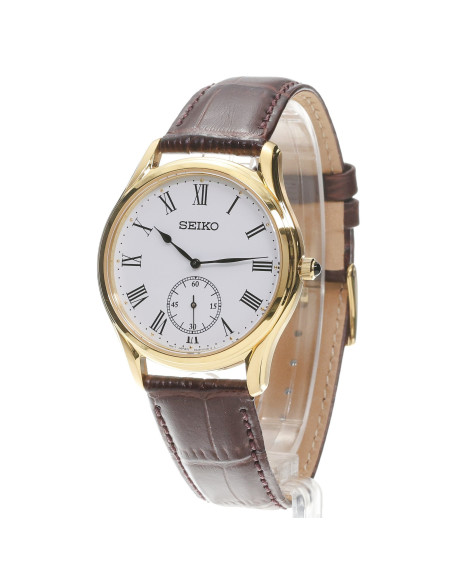 Seiko SRK050P1 con correa de piel marrón, vista en perspectiva - Imagen 2