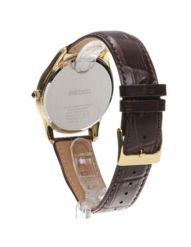 Seiko SRK050P1, fondo de la caja y correa de piel marrón - Imagen 3