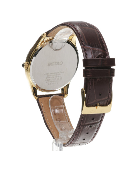 Seiko SRK050P1, fondo de la caja y correa de piel marrón - Imagen 3