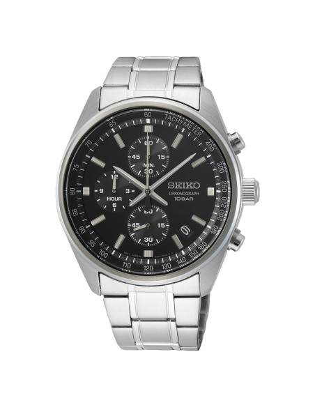 Reloj Seiko SSB379P1 cronógrafo negro con brazalete de acero, vista principal - Imagen 1