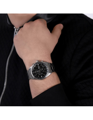 Reloj Seiko SSB379P1 cronógrafo negro con brazalete de acero, vista principal - Imagen 2