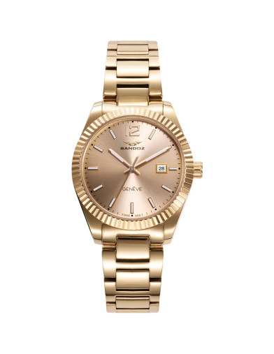 Reloj Sandoz 81384-25 de mujer dorado con brazalete de acero, vista frontal - Imagen 1