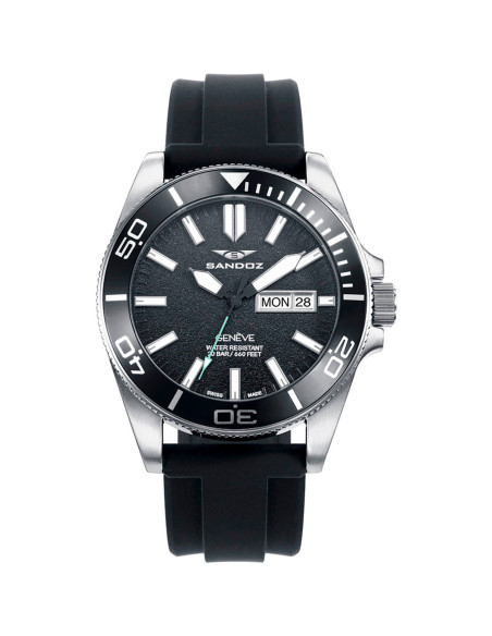 Reloj Sandoz 81451-57 negro con correa de silicona, vista frontal - Imagen 1