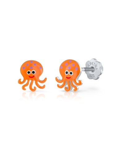 Pendientes niña La Petra Pulpo Naranja - JOYA Y RELOJ - Imagen 1