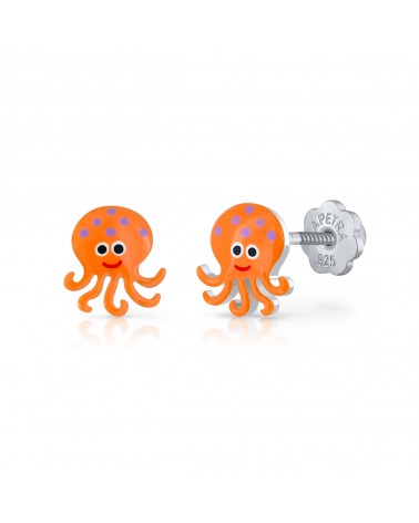 Pendientes niña La Petra Pulpo Naranja - JOYA Y RELOJ - Imagen 1